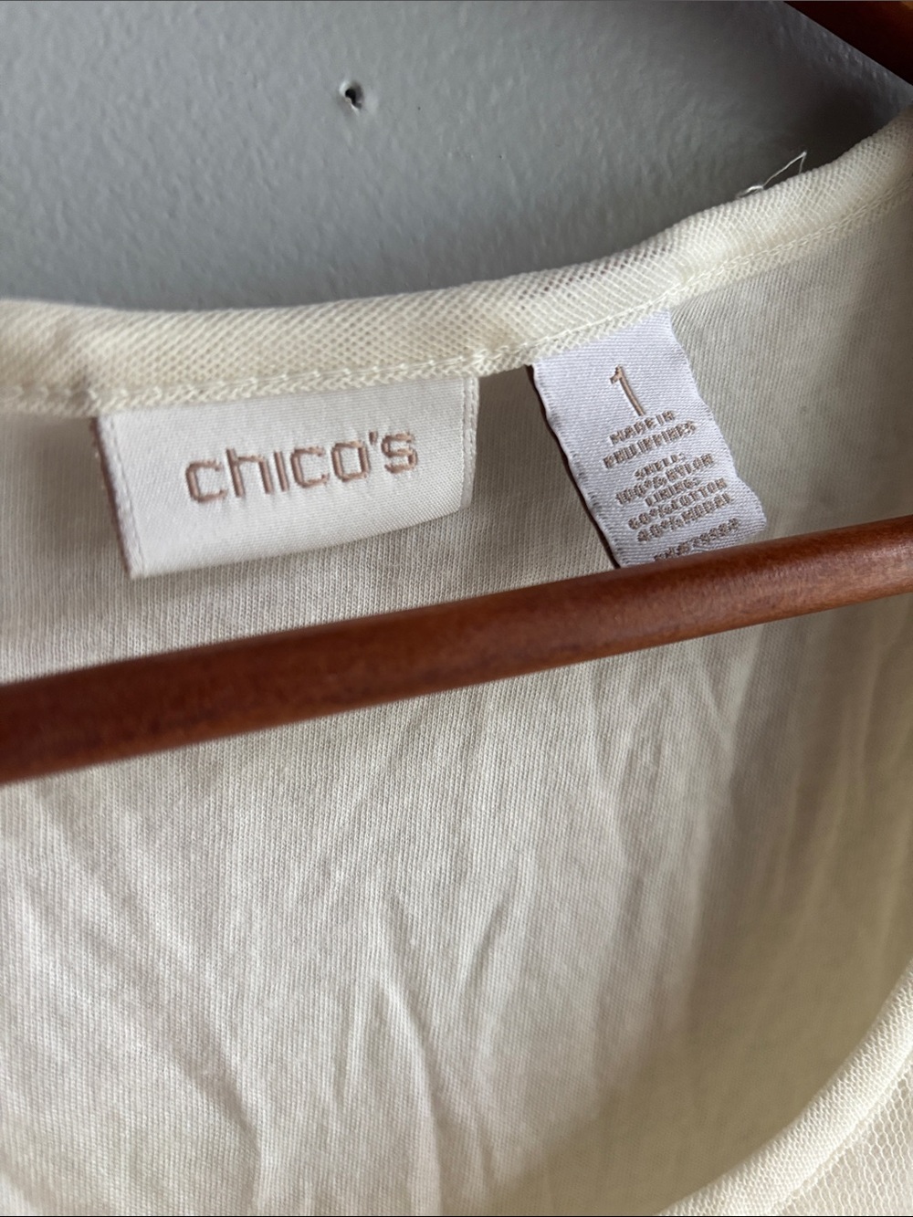 Chico's Cream Layered Ruffle Tank - Picture 2 of 5
